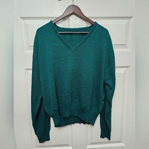 Vintage green V-neck men's sweater.